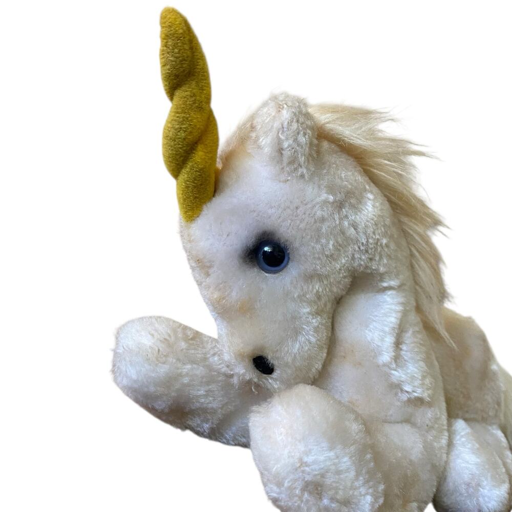 Vintage 1979 Dakin Cream Utopia Unicorn Plush 13" in length from tip to tail
